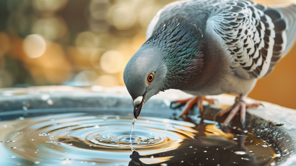 Voda i dodaci ishrani Golub pije vodu – važnost čiste vode i vitaminskih dodataka u ishrani golubova