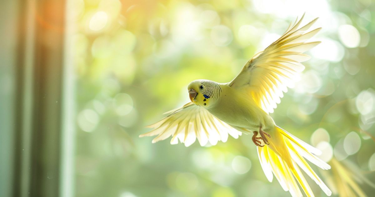 Slobodno letenje zašto je neophodno i kako ga bezbedno organizovati Papagaj slobodno leti u bezbedno pripremljenoj sobi.